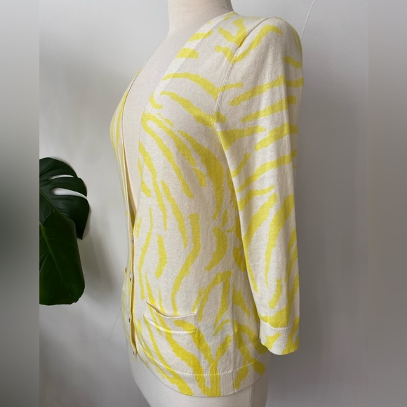 Club Monaco Yellow Zebra Print Cardigan - Picture 2 of 7